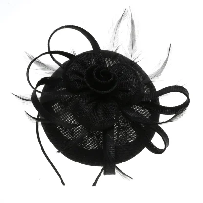 Solid Color Cocktail Hat with Rose Design - Image 12