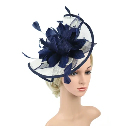 Floral Cocktail Hat with Two Tone Design - Image 2