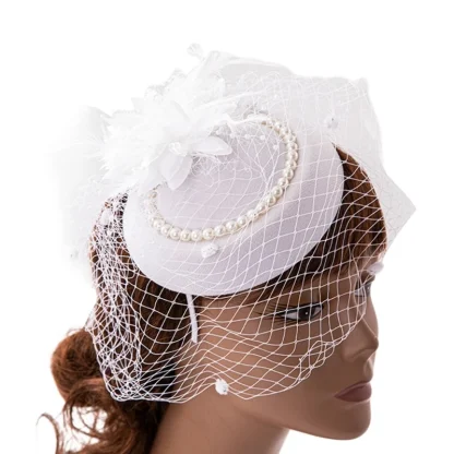 Beaded Fascinators with Mesh Veil - Image 2