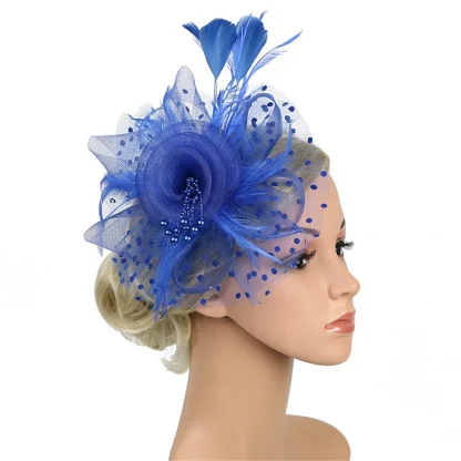 Polka Dot Headpiece with Floral Design - Image 5