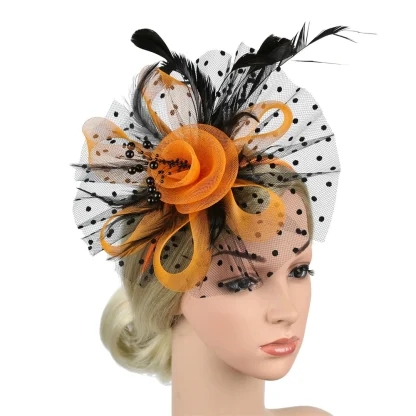 Polka Dot Headpiece with Floral Design - Image 6