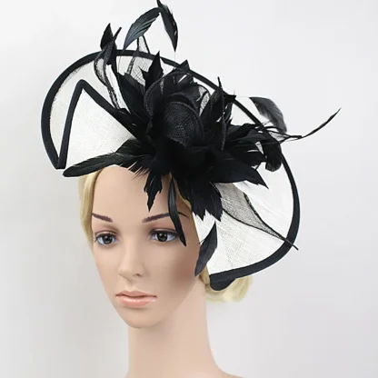 Floral Cocktail Hat with Two Tone Design - Image 9