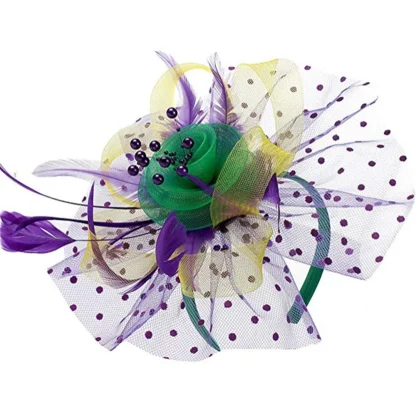 Polka Dot Headpiece with Floral Design - Image 11