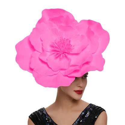 Large 3D Floral Headpiece with Solid Color - Image 4