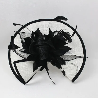 Floral Cocktail Hat with Two Tone Design - Image 12