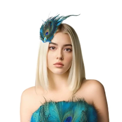 Chic Peacock Faux Feather Headpiece - Image 9