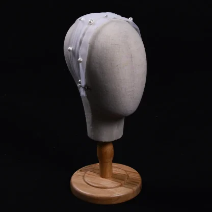 Elegant Mesh Headpiece with Pearl-like Design - Image 6