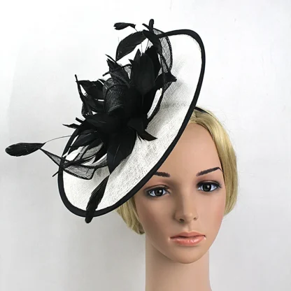 Floral Cocktail Hat with Two Tone Design - Image 10