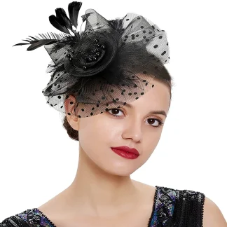 Polka Dot Headpiece with Floral Design