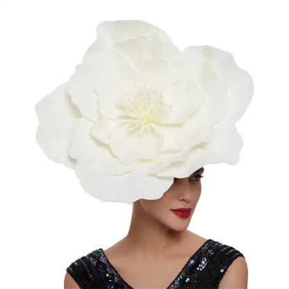 Large 3D Floral Headpiece with Solid Color - Image 6
