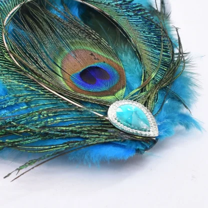 Chic Peacock Faux Feather Headpiece - Image 3