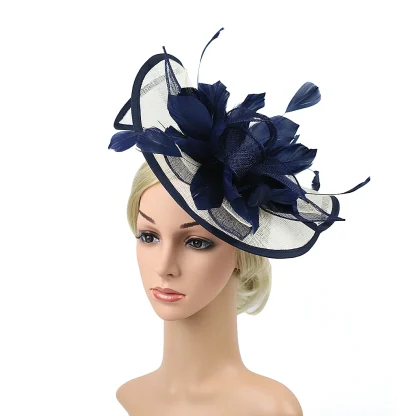 Floral Cocktail Hat with Two Tone Design - Image 3