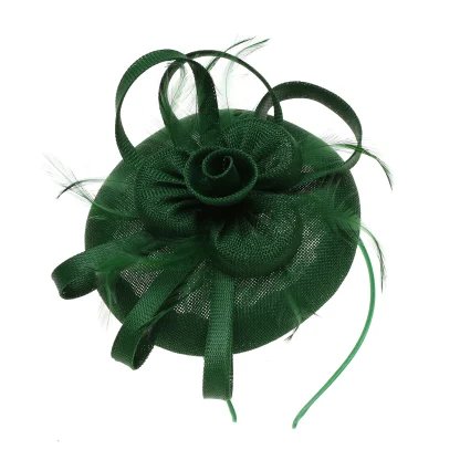 Solid Color Cocktail Hat with Rose Design - Image 15