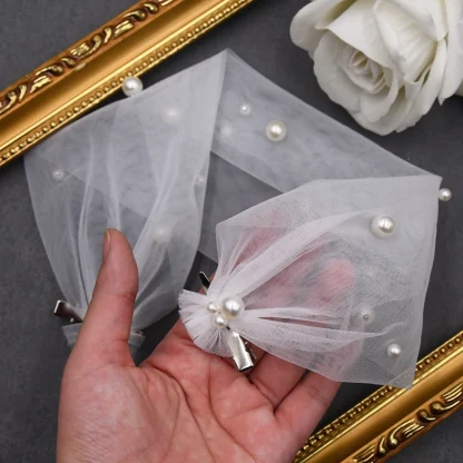 Elegant Mesh Headpiece with Pearl-like Design - Image 9