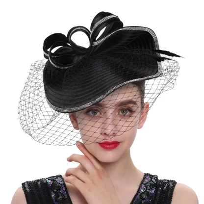 Luxury Cocktail Hat with Net Veil - Image 4