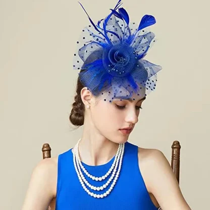 Polka Dot Headpiece with Floral Design - Image 3