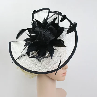 Floral Cocktail Hat with Two Tone Design - Image 11
